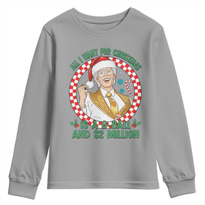 Funny Christmas Wish Billy Meme Youth Sweatshirt A 8 Ball and 2 Million Dollars Baby Uncle Santa Hat TS02 Sport Gray Print Your Wear