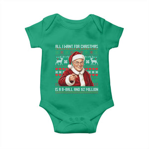 Funny Christmas Wish Billy Meme Baby Onesie A 8 Ball and 2 Million Dollars Baby Uncle Cosplay Santa TS02 Irish Green Print Your Wear