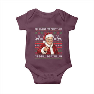 Funny Christmas Wish Billy Meme Baby Onesie A 8 Ball and 2 Million Dollars Baby Uncle Cosplay Santa TS02 Maroon Print Your Wear