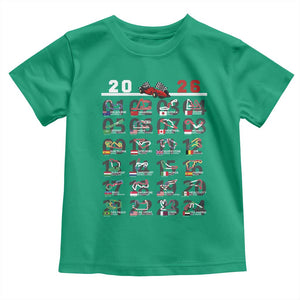 2026 Car Racing Circuit Toddler T Shirt International Race Track Schedule Graphic with Flags TS02 Irish Green Print Your Wear