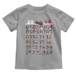2026 Car Racing Circuit Toddler T Shirt International Race Track Schedule Graphic with Flags TS02 Sport Gray Print Your Wear
