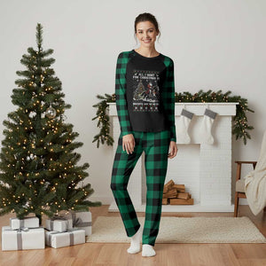 Funny Western Christmas Cowboy Santa Plaid Pajama Set All I Want for Christmas Is Biscuits and Ho Ho Ho TS02 Green Plaid Print Your Wear