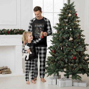 Funny Western Christmas Cowboy Santa Plaid Pajama Set All I Want for Christmas Is Biscuits and Ho Ho Ho TS02 White Plaid Print Your Wear