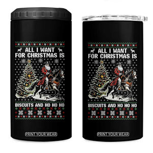 Funny Western Christmas Cowboy Santa 4 in 1 Can Cooler Tumbler All I Want for Christmas Is Biscuits and Ho Ho Ho TS02 One Size: 16 oz Black Print Your Wear