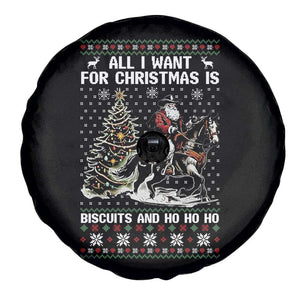 Funny Western Christmas Cowboy Santa Spare Tire Cover All I Want for Christmas Is Biscuits and Ho Ho Ho TS02 Print Your Wear