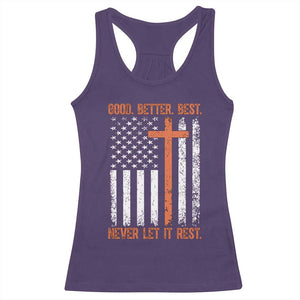 Good Better Best American Flag Racerback Tank Top Inspirational Motivational Christian Faith Cross TS02 Purple Print Your Wear