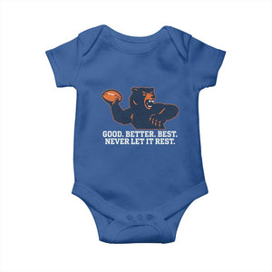 Good Better Best Motivational CFB Baby Onesie Never Let It Rest TS02 Royal Blue Print Your Wear