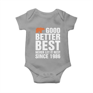 Good Better Best Since 1986 Baby Onesie Never Let It Rest Motivational CFB TS02 Sport Gray Print Your Wear