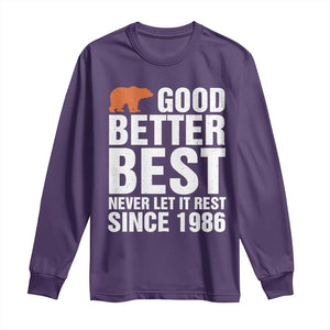 Good Better Bear Since 1986 Long Sleeve Shirt Never Let It Rest Motivational Chicago Football TS02 Purple Print Your Wear