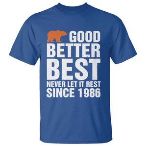 Good Better Best Since 1986 T Shirt Never Let It Rest Motivational CFB TS02 Royal Blue Print Your Wear