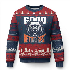 Good Better Best Graphic Ugly Christmas Sweater Motivational Sports Fan Chicago Skyline TS02 Navy Red Print Your Wear