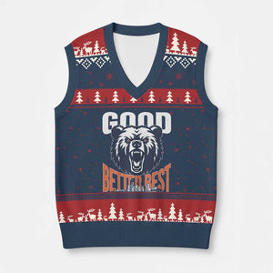 Good Better Best Graphic V-Neck Knit Sweater Vest Motivational Sports Fan Chicago Skyline TS02 Navy Red Print Your Wear