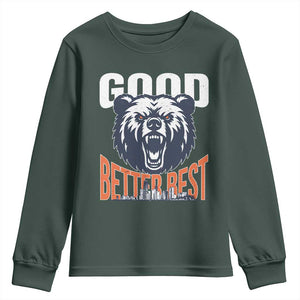 Good Better Best Graphic Youth Sweatshirt Motivational Sports Fan Chicago Skyline TS02 Dark Forest Green Print Your Wear
