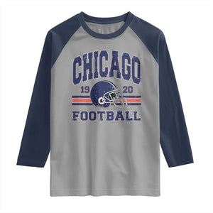 Chicago Football Lover Raglan Shirt Windy City Pride Sports Fan TS02 Sport Gray Navy Print Your Wear