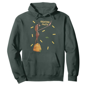 Funny Rigatoni Pasta Marcus The Worm Hoodie Dramatic Pasta Lover Foodie Meme TS02 Dark Forest Green Print Your Wear