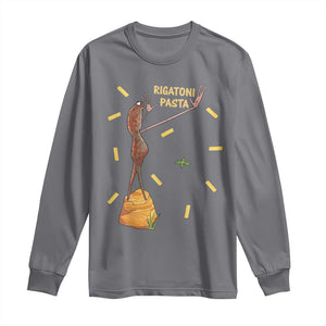 Funny Rigatoni Pasta Marcus The Worm Long Sleeve Shirt Dramatic Pasta Lover Foodie Meme TS02 Charcoal Print Your Wear