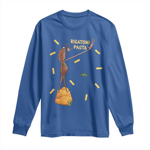 Funny Rigatoni Pasta Marcus The Worm Long Sleeve Shirt Dramatic Pasta Lover Foodie Meme TS02 Royal Blue Print Your Wear