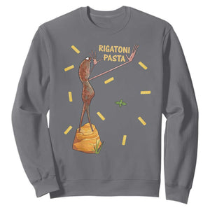 Funny Rigatoni Pasta Marcus The Worm Sweatshirt Dramatic Pasta Lover Foodie Meme TS02 Charcoal Print Your Wear