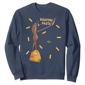 Funny Rigatoni Pasta Marcus The Worm Sweatshirt Dramatic Pasta Lover Foodie Meme TS02 Navy Print Your Wear