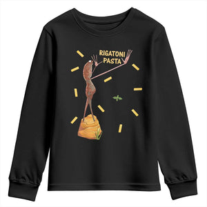 Funny Rigatoni Pasta Marcus The Worm Youth Sweatshirt Dramatic Pasta Lover Foodie Meme TS02 Black Print Your Wear