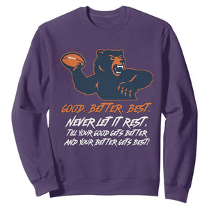 Good Better Best Muscular Bear Sweatshirt Never Let It Rest Motivational Chicago Football TS02 Purple Print Your Wear