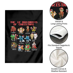 The 12 Brainrots of Christmas Garden Flag Funny Cursed Meme Holiday Gag Gift TS02 Print Your Wear