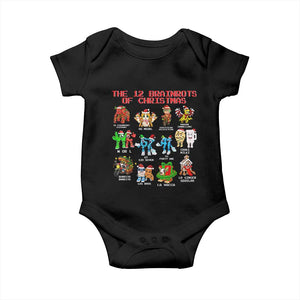 The 12 Brainrots of Christmas Baby Onesie Funny Cursed Meme Holiday Gag Gift TS02 Black Print Your Wear