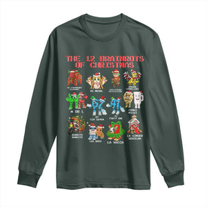 The 12 Brainrots of Christmas Long Sleeve Shirt Funny Cursed Meme Holiday Gag Gift TS02 Dark Forest Green Print Your Wear