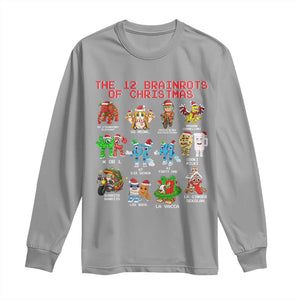 The 12 Brainrots of Christmas Long Sleeve Shirt Funny Cursed Meme Holiday Gag Gift TS02 Sport Gray Print Your Wear