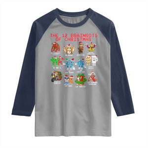 The 12 Brainrots of Christmas Raglan Shirt Funny Cursed Meme Holiday Gag Gift TS02 Sport Gray Navy Print Your Wear