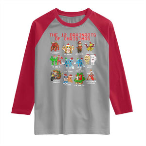 The 12 Brainrots of Christmas Raglan Shirt Funny Cursed Meme Holiday Gag Gift TS02 Sport Gray Red Print Your Wear