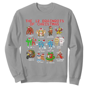 The 12 Brainrots of Christmas Sweatshirt Funny Cursed Meme Holiday Gag Gift TS02 Sport Gray Print Your Wear