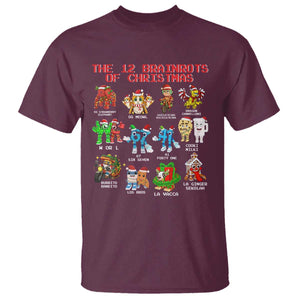 The 12 Brainrots of Christmas T Shirt Funny Cursed Meme Holiday Gag Gift TS02 Maroon Print Your Wear