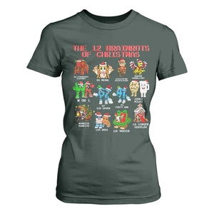 The 12 Brainrots of Christmas T Shirt For Women Funny Cursed Meme Holiday Gag Gift TS02 Dark Forest Green Print Your Wear