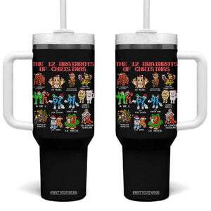 The 12 Brainrots of Christmas Tumbler With Handle Funny Cursed Meme Holiday Gag Gift TS02 One Size: 40 oz Black Print Your Wear