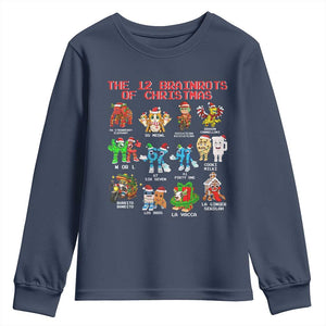 The 12 Brainrots of Christmas Youth Sweatshirt Funny Cursed Meme Holiday Gag Gift TS02 Navy Print Your Wear
