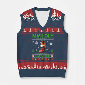 Mildly Irritated Marcus the Worm Meme V-Neck Knit Sweater Vest Funny Xmas Stocking Weirdcore TS02 Navy Red Print Your Wear