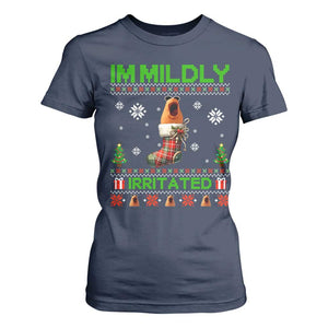 Mildly Irritated Marcus the Worm Meme T Shirt For Women Funny Christmas Stocking Weirdcore TS02 Navy Print Your Wear