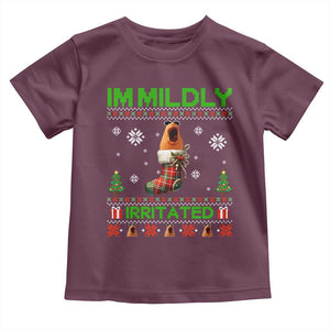 Mildly Irritated Marcus the Worm Meme Toddler T Shirt Funny Christmas Stocking Weirdcore TS02 Maroon Print Your Wear