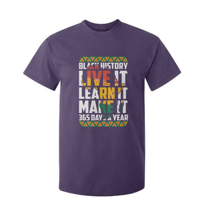 Black History Month T Shirt For Kid Live It Learn It Make It 365 Days A Year Kente TS02 Purple Print Your Wear