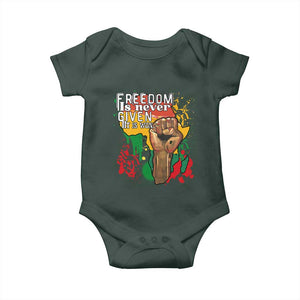Black History Month Baby Onesie Freedom Is Never Given It Is Won Equal Rights Raised Fist TS02 Print Your Wear