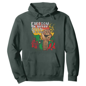 Black History Month Hoodie Freedom Is Never Given It Is Won Equal Rights TS02 Dark Forest Green Printyourwear