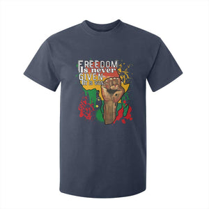 Black History Month T Shirt For Kid Freedom Is Never Given It Is Won Equal Rights Raised Fist TS02 Navy Print Your Wear
