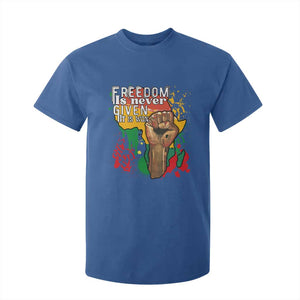 Black History Month T Shirt For Kid Freedom Is Never Given It Is Won Equal Rights Raised Fist TS02 Royal Blue Print Your Wear
