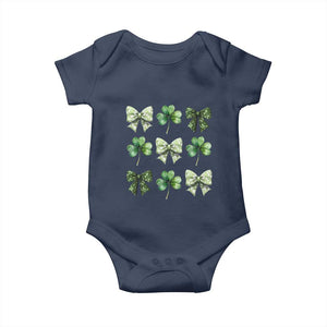 St Patricks Day Coquette Bow Baby Onesie Lucky Shamrock Aesthetic TS02 Navy Print Your Wear