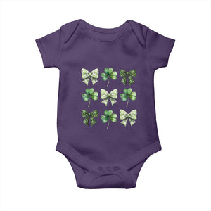 St Patricks Day Coquette Bow Baby Onesie Lucky Shamrock Aesthetic TS02 Purple Print Your Wear