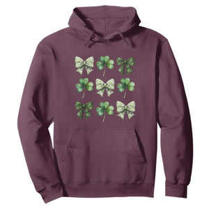 St Patricks Day Coquette Bow Hoodie Lucky Shamrock Aesthetic TS02 Maroon Print Your Wear