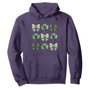 St Patricks Day Coquette Bow Hoodie Lucky Shamrock Aesthetic TS02 Purple Print Your Wear