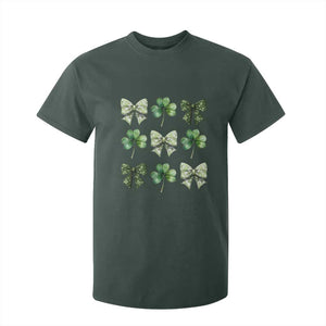 St Patricks Day Coquette Bow T Shirt For Kid Lucky Shamrock Aesthetic TS02 Dark Forest Green Print Your Wear