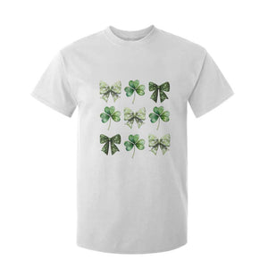 St Patricks Day Coquette Bow T Shirt For Kid Lucky Shamrock Aesthetic TS02 White Print Your Wear